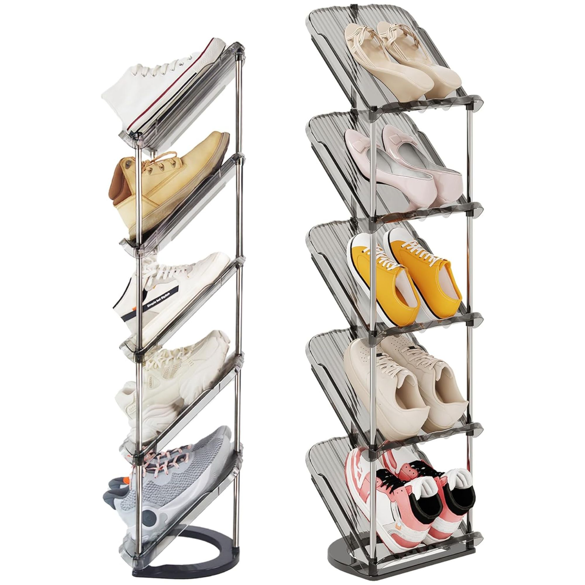 Shoe rack storage filled with trainers