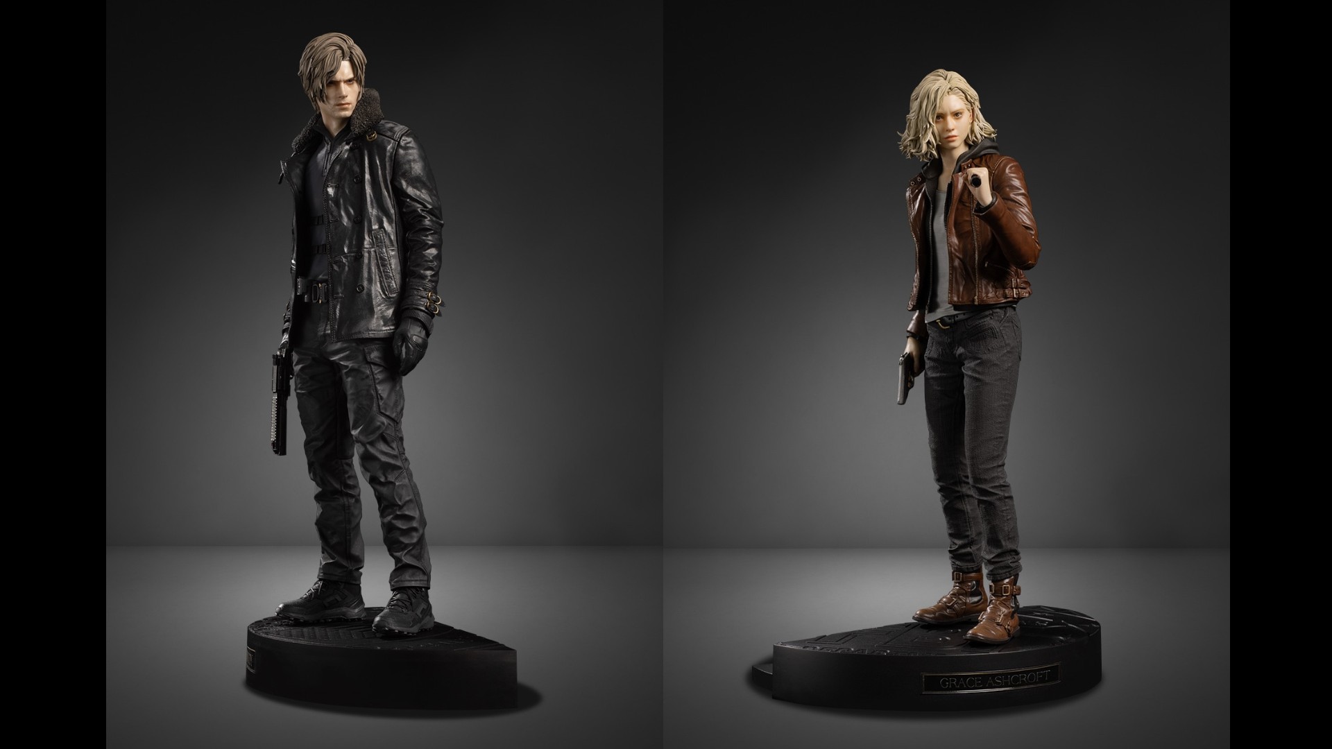 Official Resident Evil Requiem statues of Grace and Leon