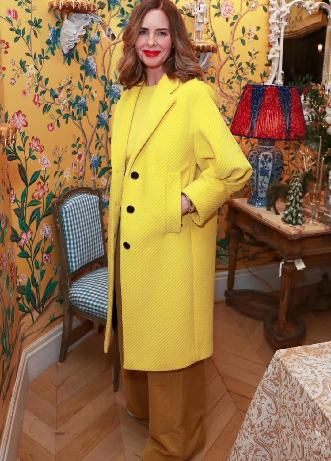 Trinny Woodall wearing yellow coat