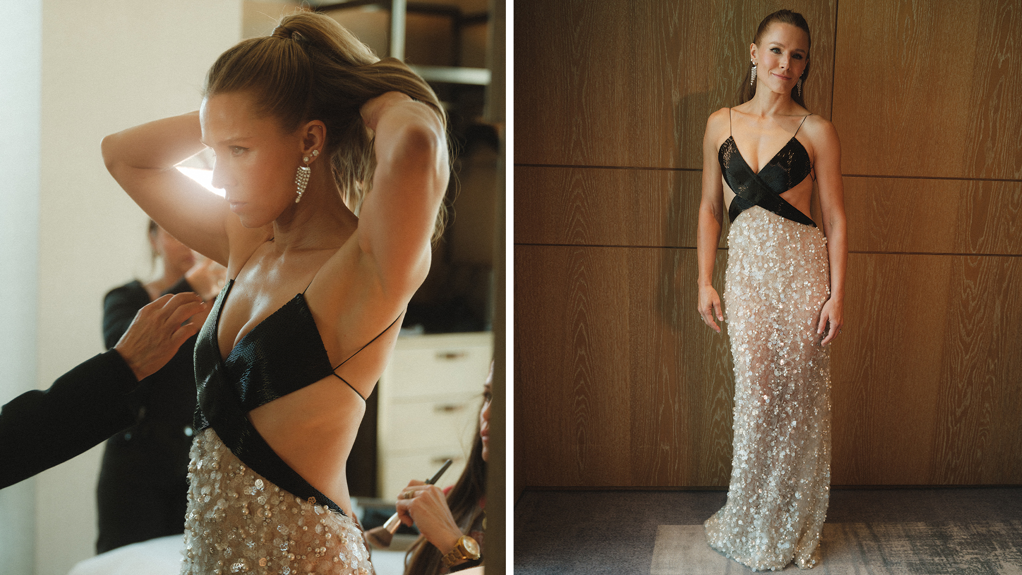 Kristen Bell getting ready for the emmys