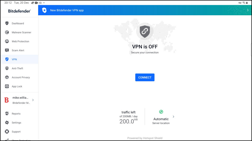 Bitdefender Mobile Security for Android: VPN