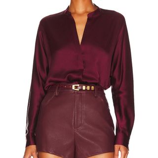 burgundy silky blouse