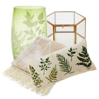 botanical homeware with bedsheet and cushions
