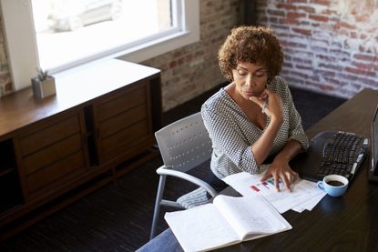 A businesswoman at work.