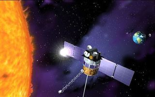 artist's concept of the Deep Space Climate Observatory (DSCOVR) satellite