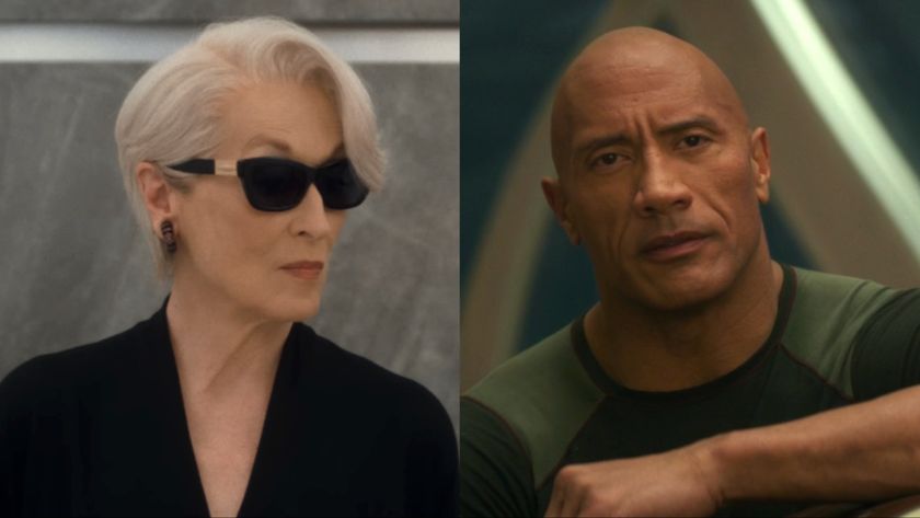 Meryl Streep as Miranda in Devil Wears Prada 2 and Dwayne Johnson in Red One