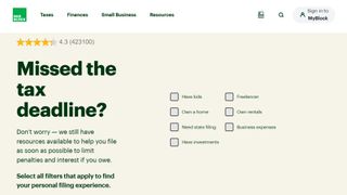 Website screenshot for H&R Block