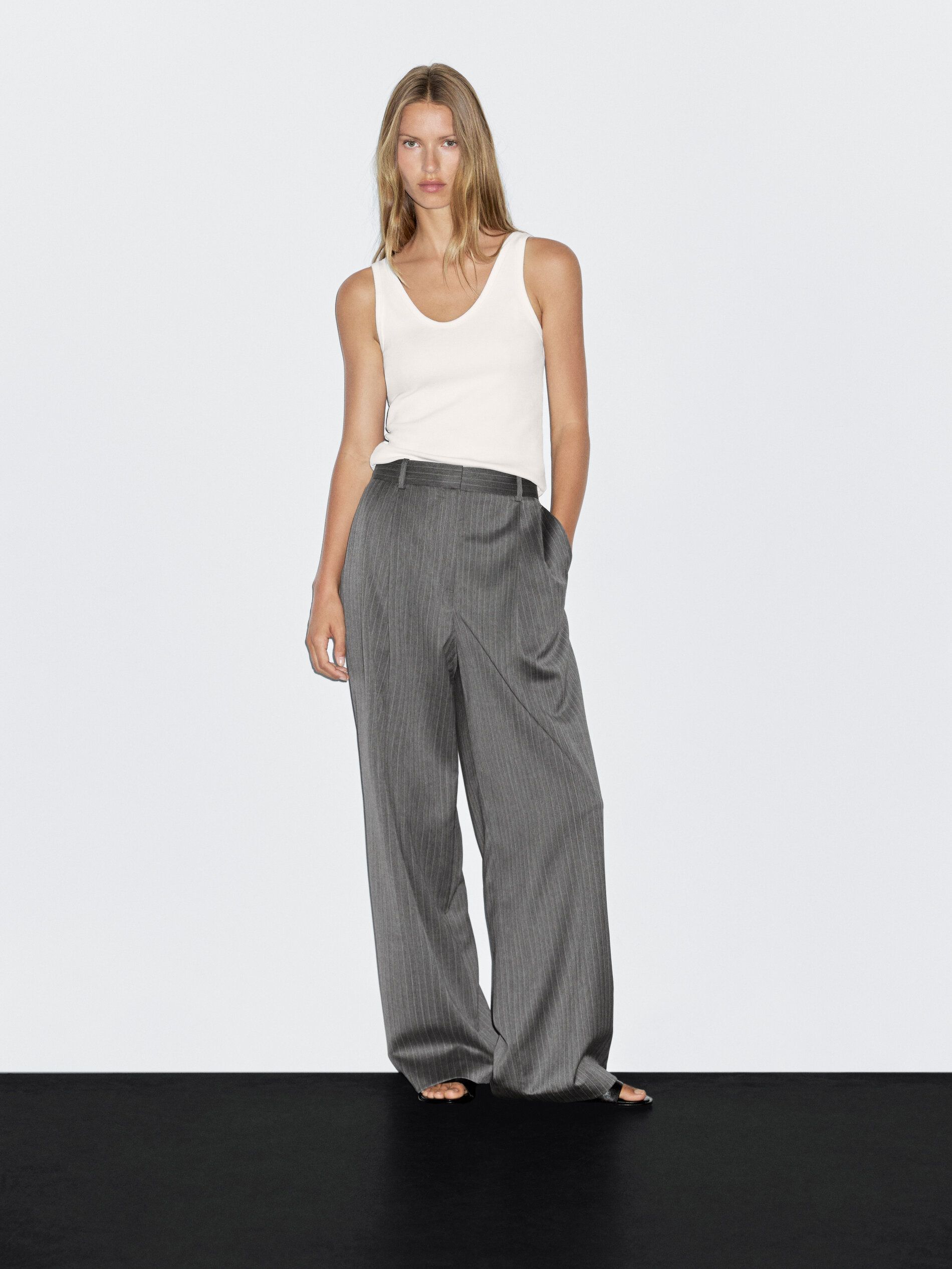 Wool Pinstripe Trousers