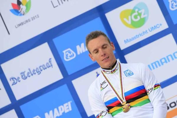 Philippe Gilbert (Belgium) in the rainbow jersey after what has been an difficult year on the bike