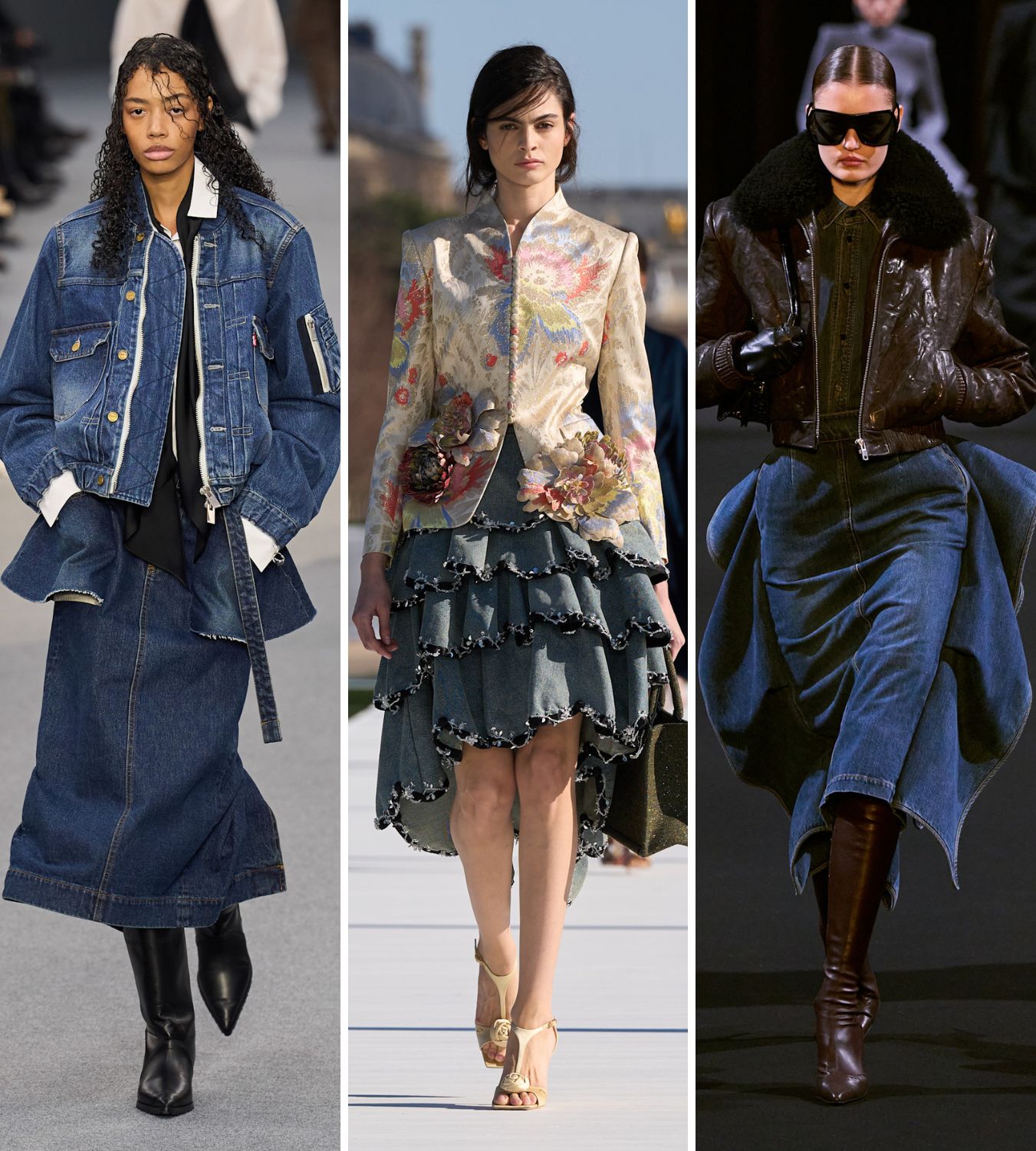 AW26 denim trends denim ruffles at Sacai, Dior and Juun J