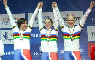 Women's team pursuit podium