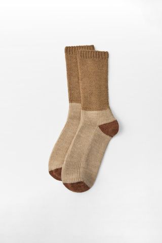 Textured Knit Patchwork Socks