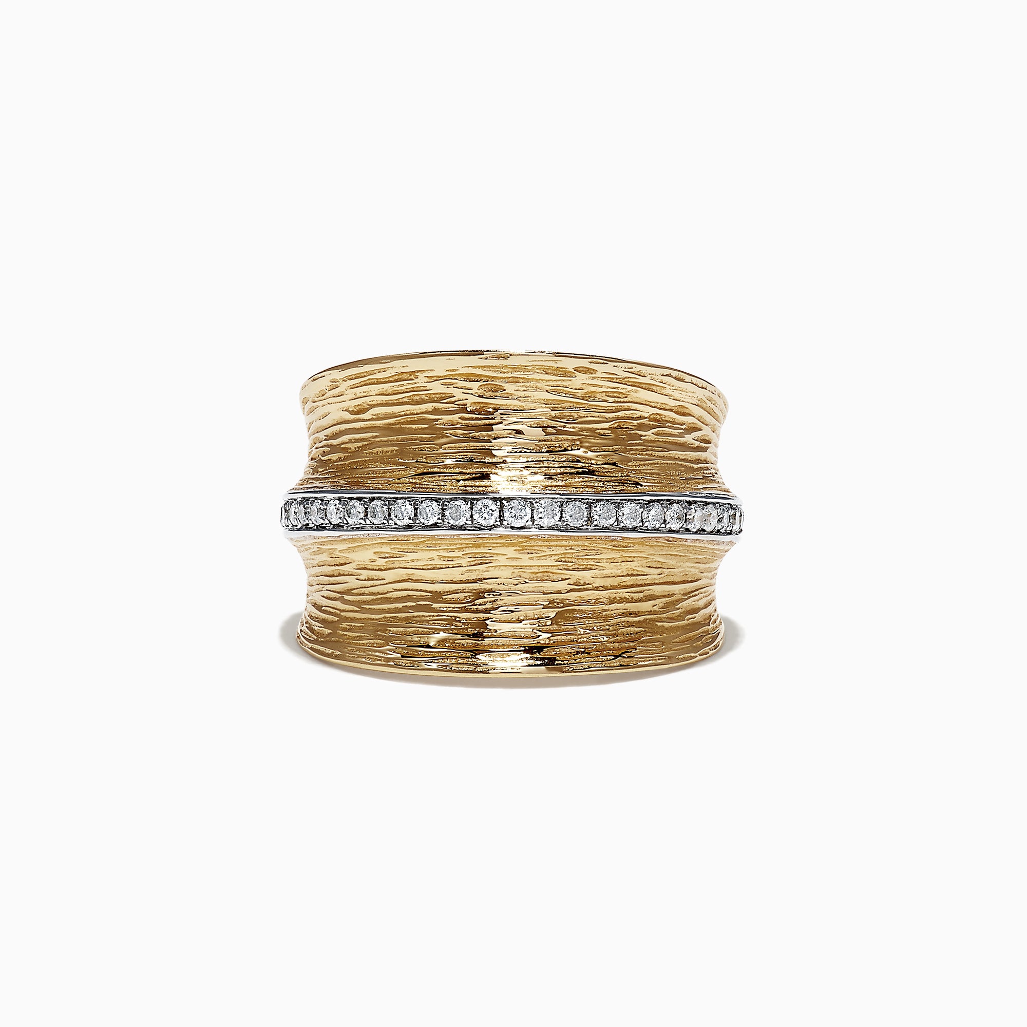 D&#039;oro 14k Yellow Textured Gold Diamond Ring, 0.24 Tcw