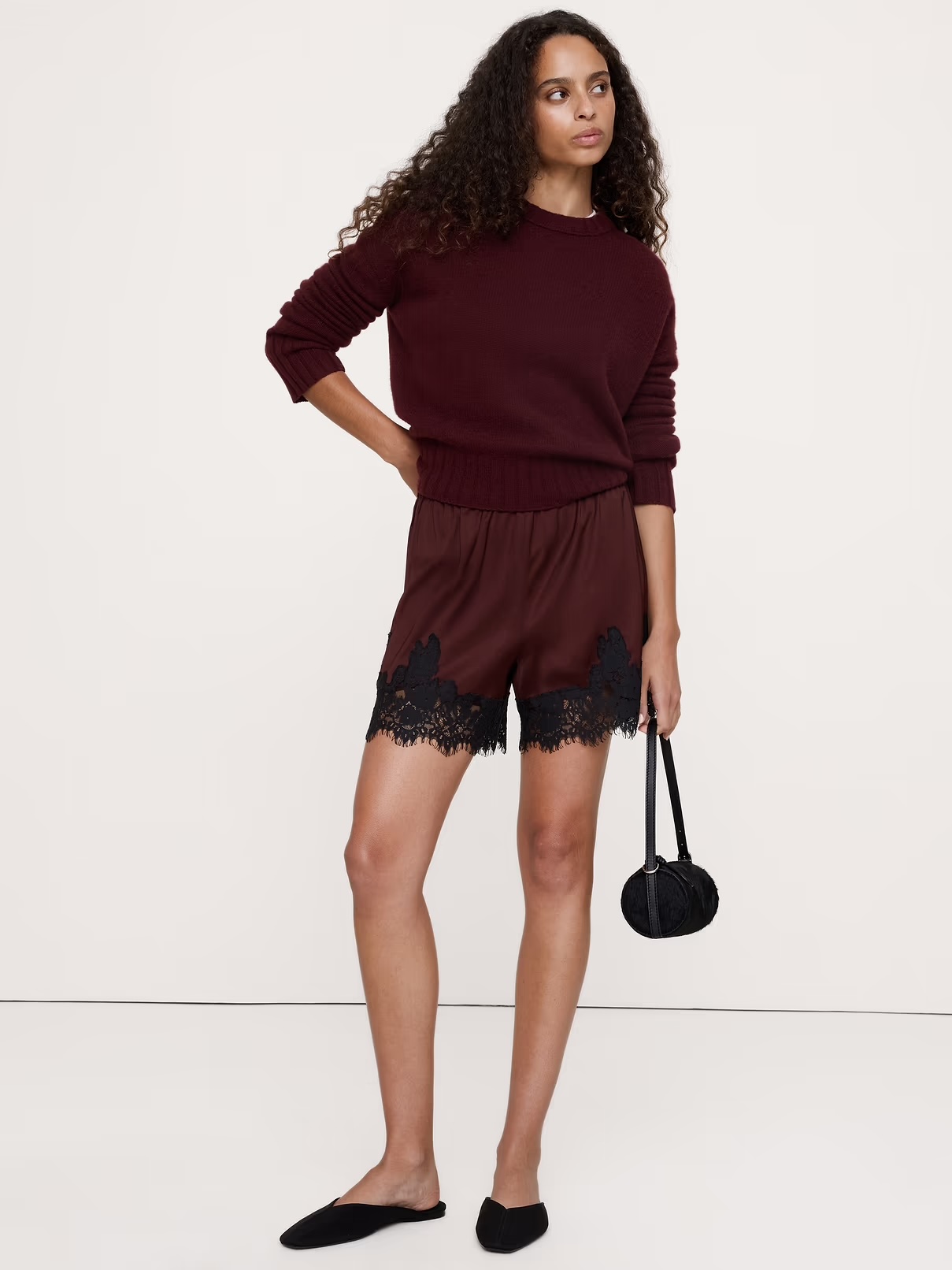 Banana Republic, Stretch-Satin Lace-Trim Short