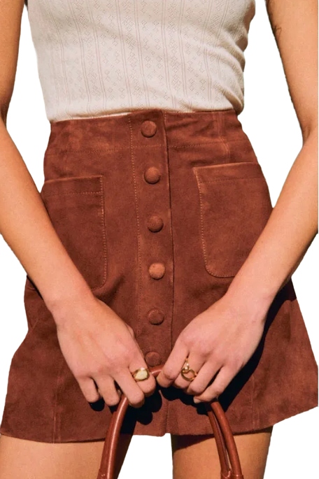 Nehir Skirt - Brown - Goat Leather - Sézane