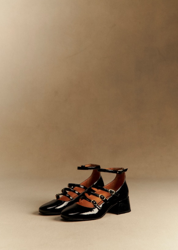 Elodie Mary Janes - Patent Black - Patent Cowide Leather - S&amp;eacute;zane