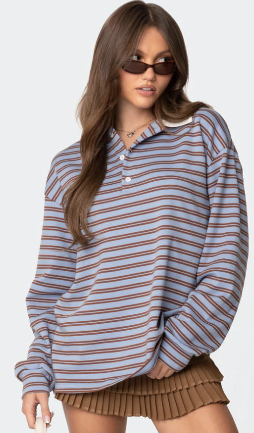 Edikted, Edikted Stripey Oversized Collared Shirt