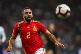 Dani Carvajal in action for Spain in the Nations League in 2023.