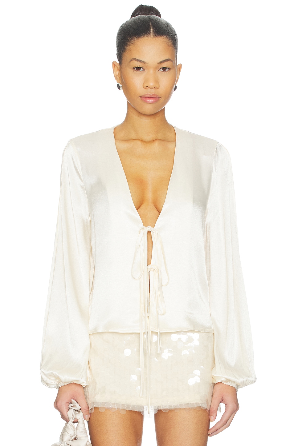 Lucille Tie Front Long Sleeve Top