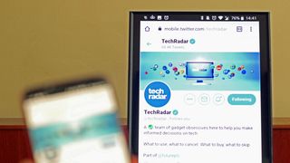 TechRadar's Twitter feed as displayed on the Samsung Sero TV
