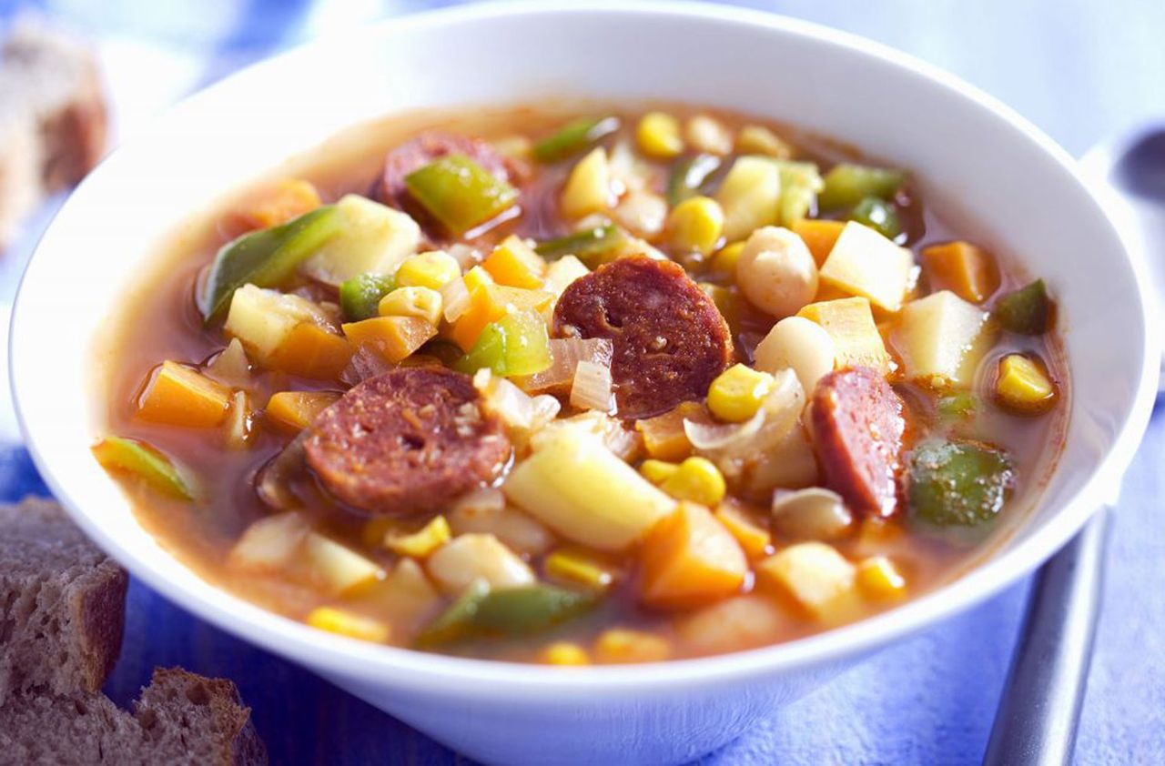 Mexican bean sausage soup