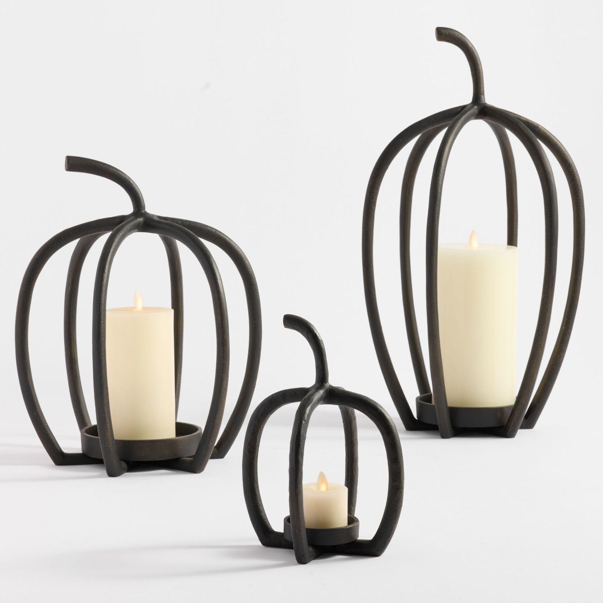 Pumpkin candle holders