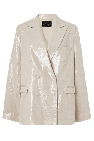 Double-Breasted Sequined Gauze Blazer