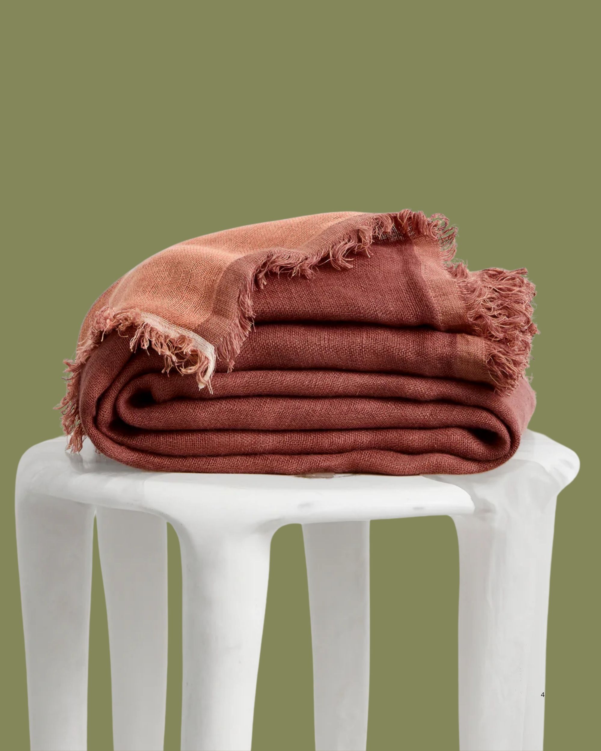 Bed Threads, Cacao &amp;amp; Hazelnut 100% French Flax Linen Muslin Throw