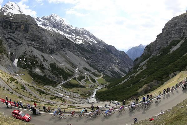 The favorites climb the Stelvio