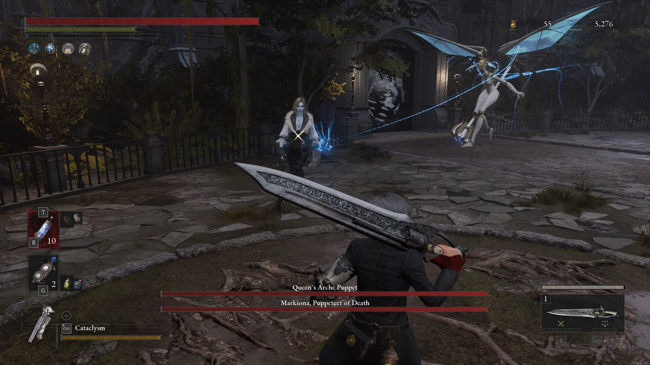 A boss in Lies of P: Overture changes her puppet's thread from blue to gold, signalling that it's about to attack.