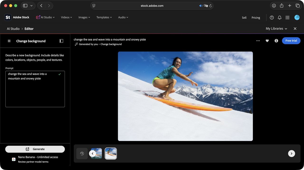 Using Adobe Stock AI Studio to test the features and tools on a Mac