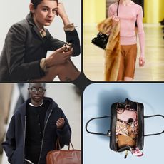 Photo collage of Miu Miu Beauty's Miutine Eau de Parfum campaign, featuring Emma Corrin