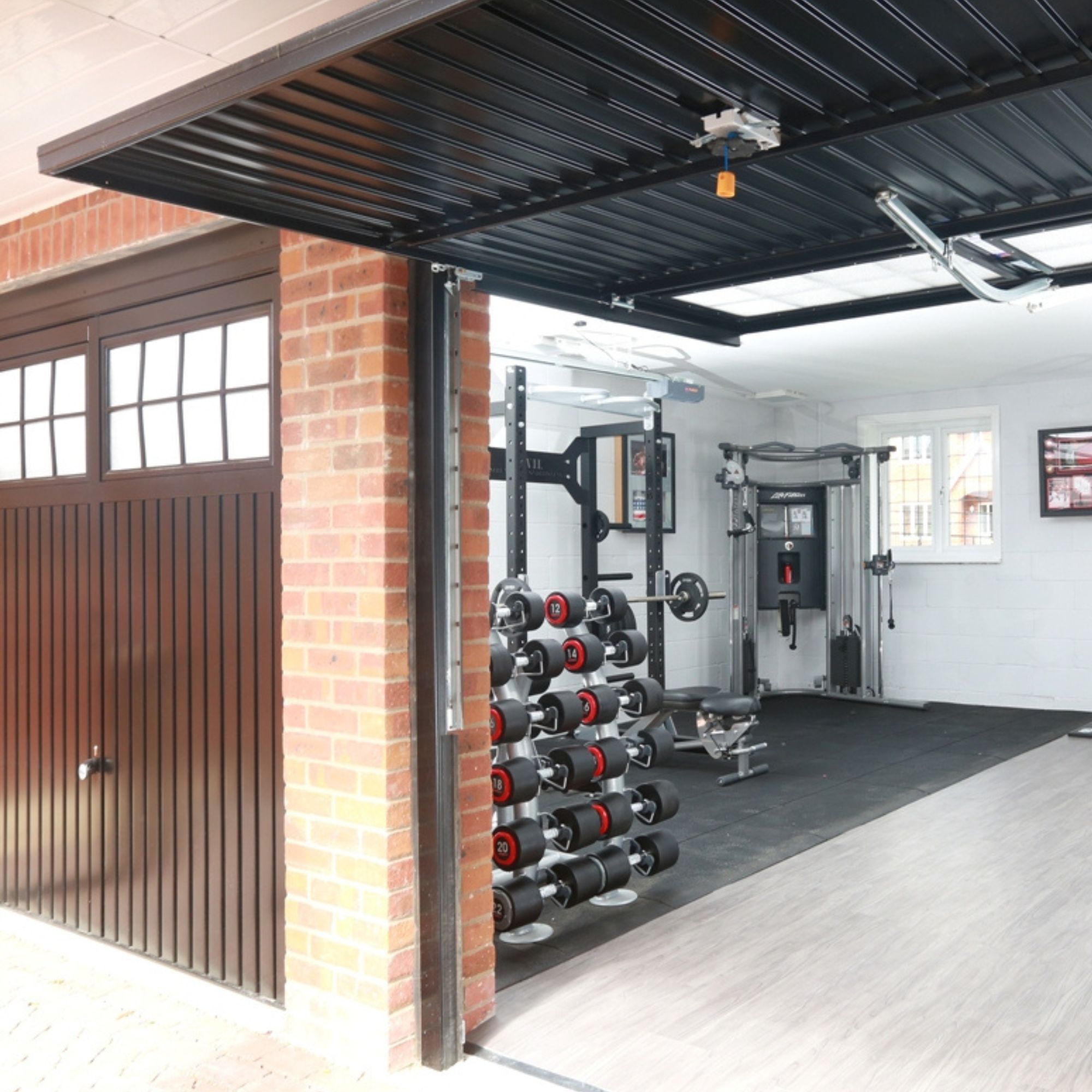 Garage converted into a home gym