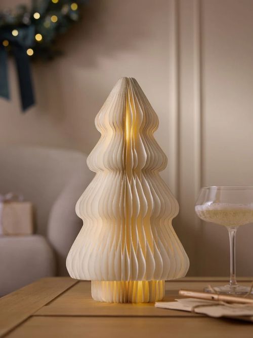 White Light Up Paper Christmas Tree Ornament