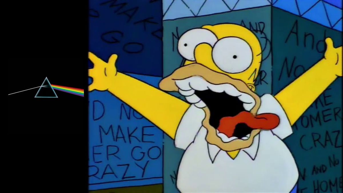 Homer Simpson and the cover of Pink Floyd&#039;s The Dark Side Of The Moon 