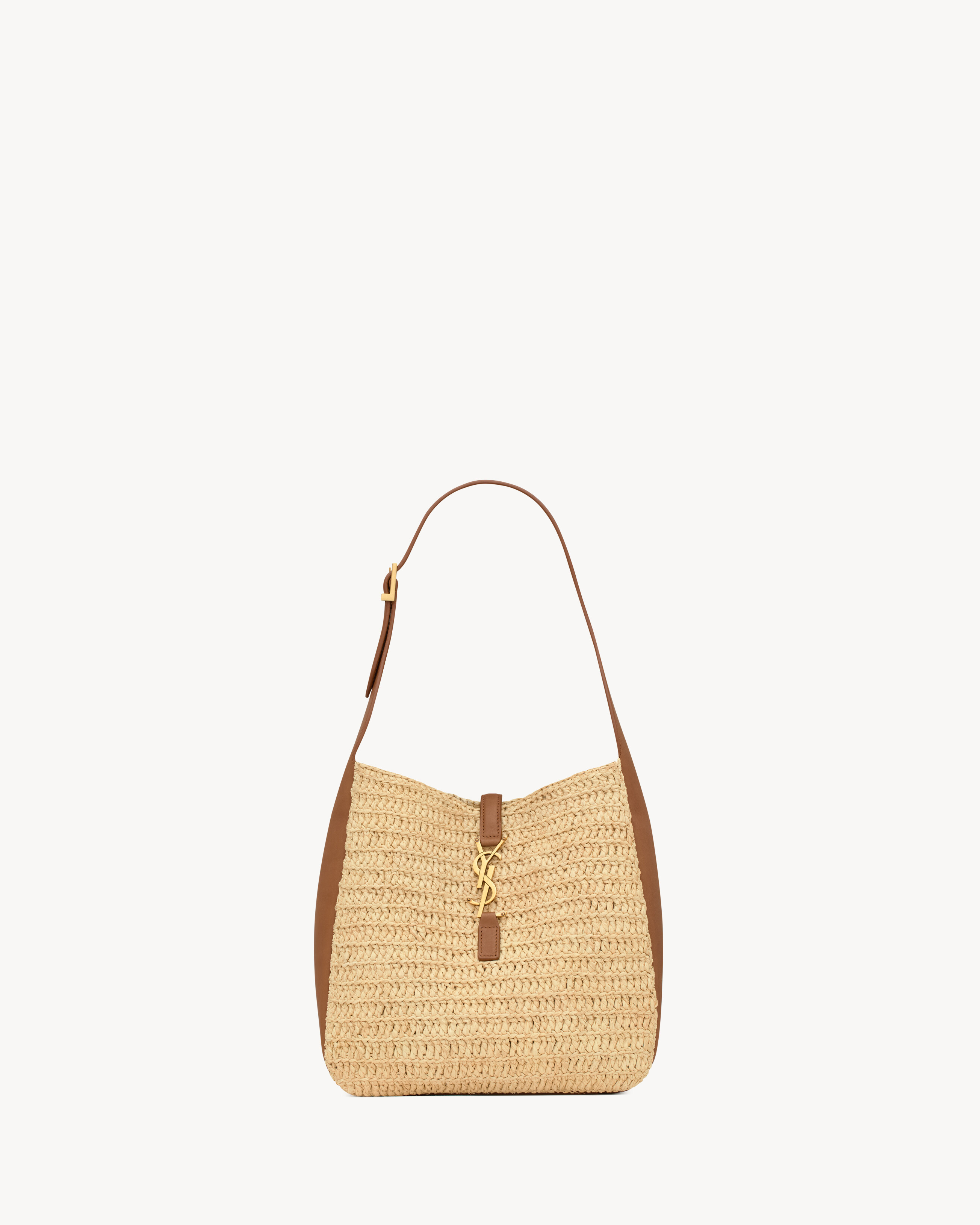 Le 5 &amp;Agrave; 7 Supple Small in Raffia and Leather