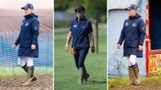 Composite of three pictures of Zara Tindall wearing the same wellies in August 2023 and September 2022