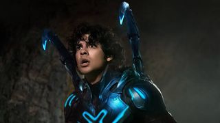 A still from the movie Blue Beetle