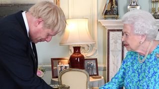 Queen Elizabeth II welcomes Boris Johnson during an audience