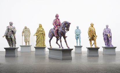 Yinka Shonibare, ‘Suspended States’ at Serpentine South: patterned statues on plinths