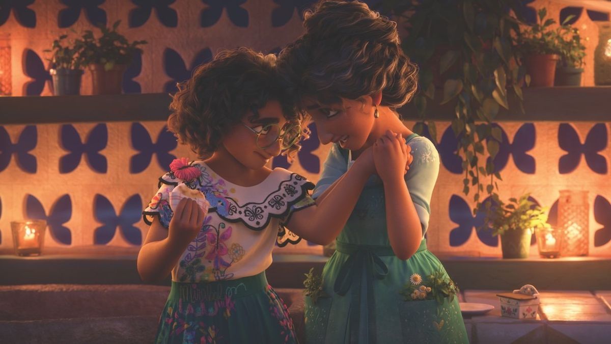 Mirabel and her mom sharing a sweet moment in Disney&#039;s Encanto