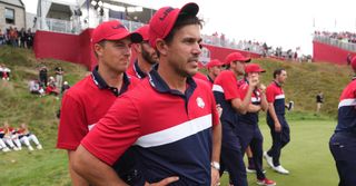 Brooks Koepka looks on during the 2021 Ryder Cup