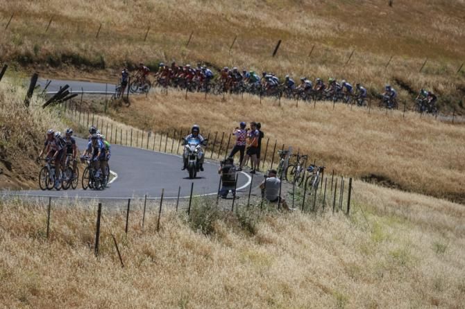 A small group gets away on the first climb.