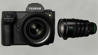 A black camera and a black camera lens. 