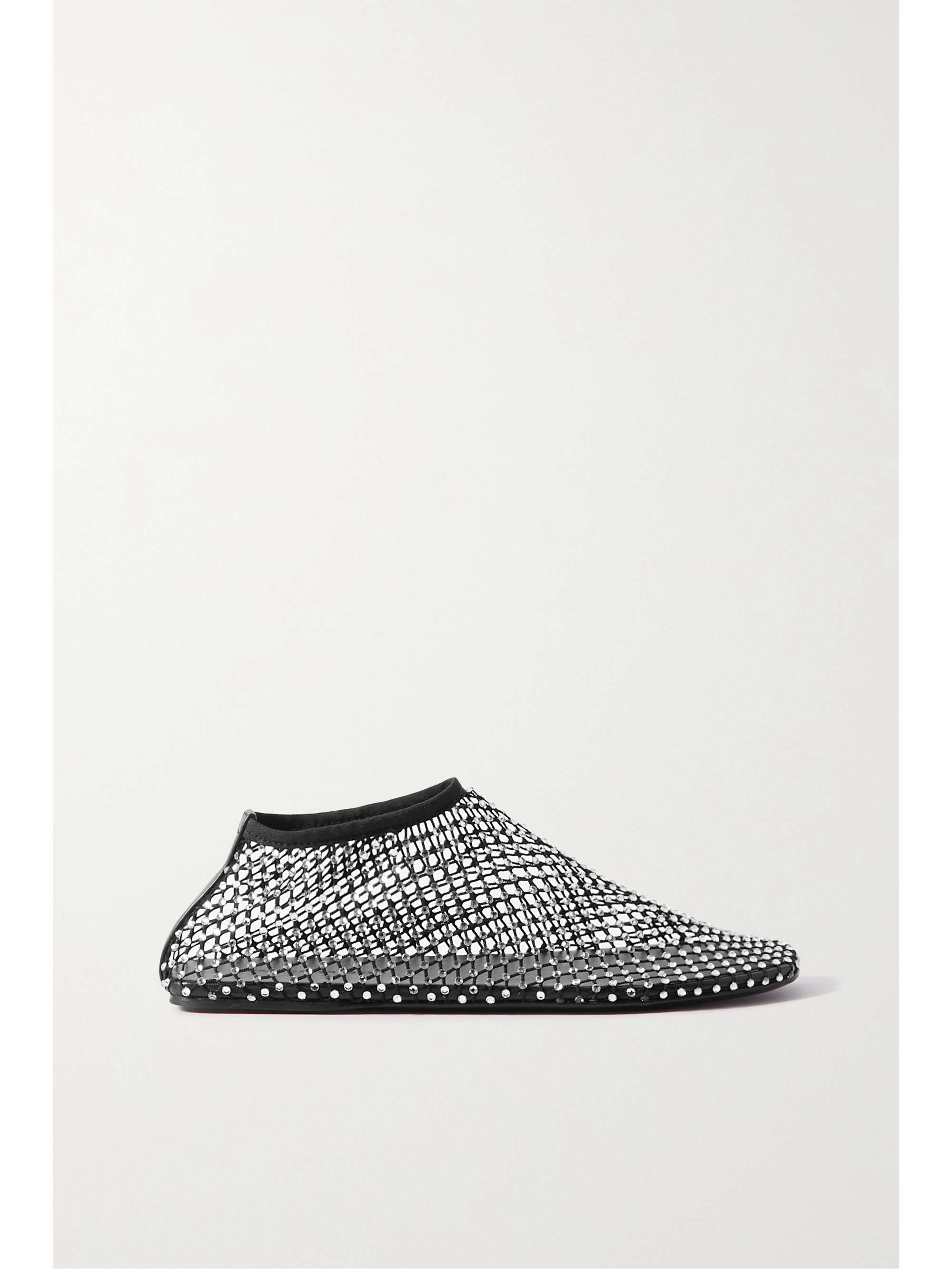 Minette Crystal-Embellished Mesh Ballet Flats