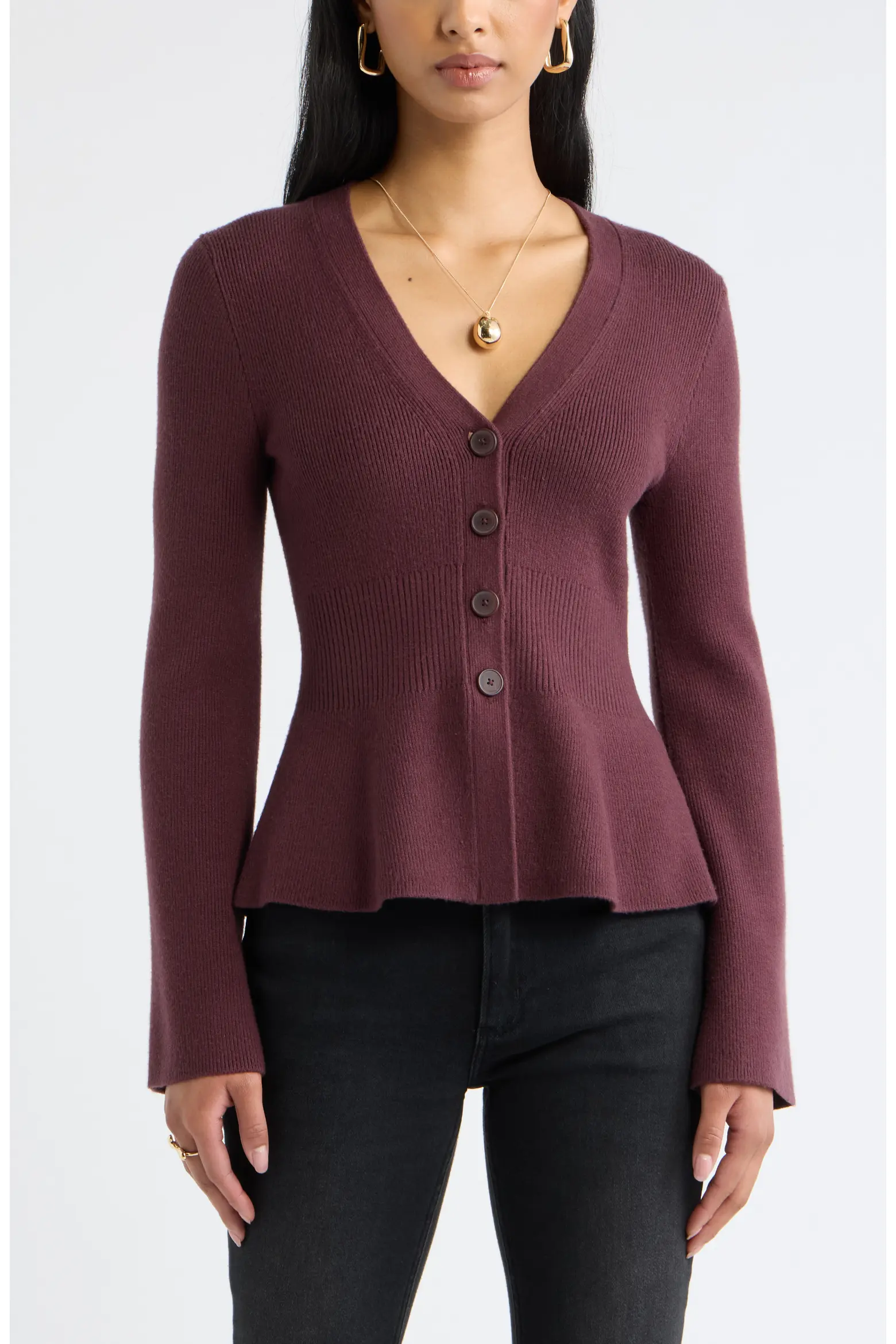 Open Edit, Softluxe Ribbed Waist Cardigan