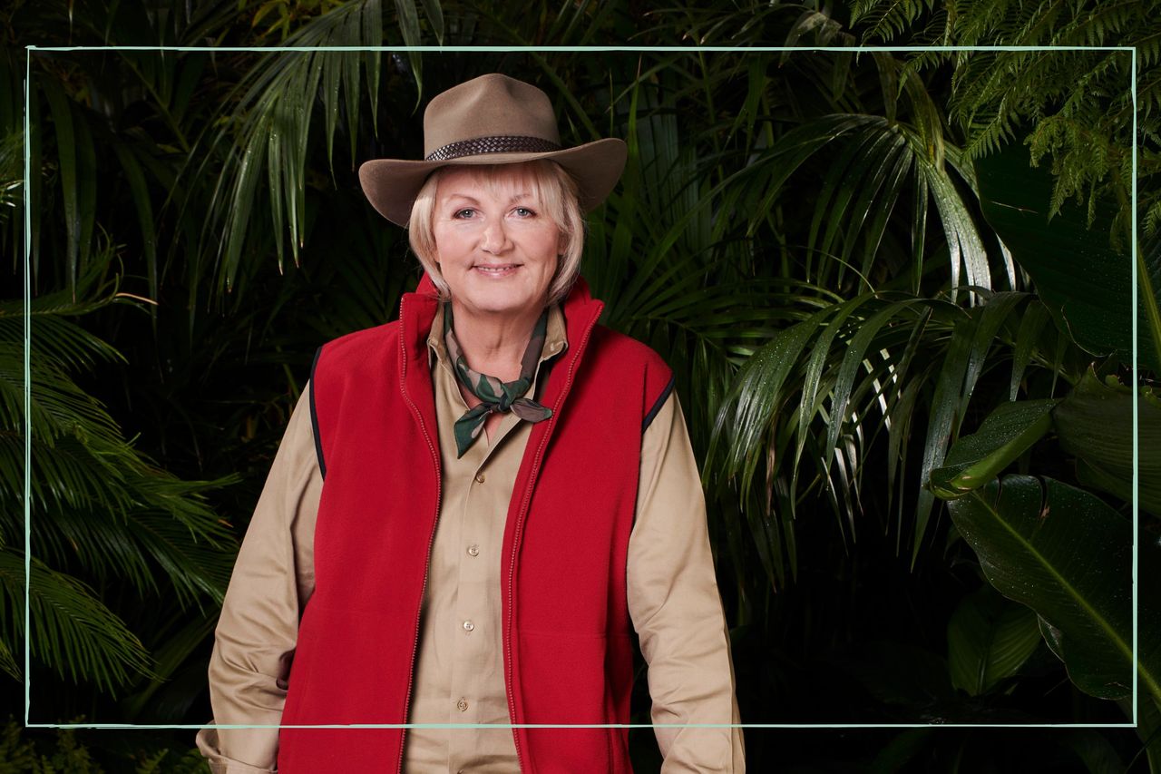 A photo of Sue Cleaver in her I&#039;m A Celebrity outfit standing in the jungle