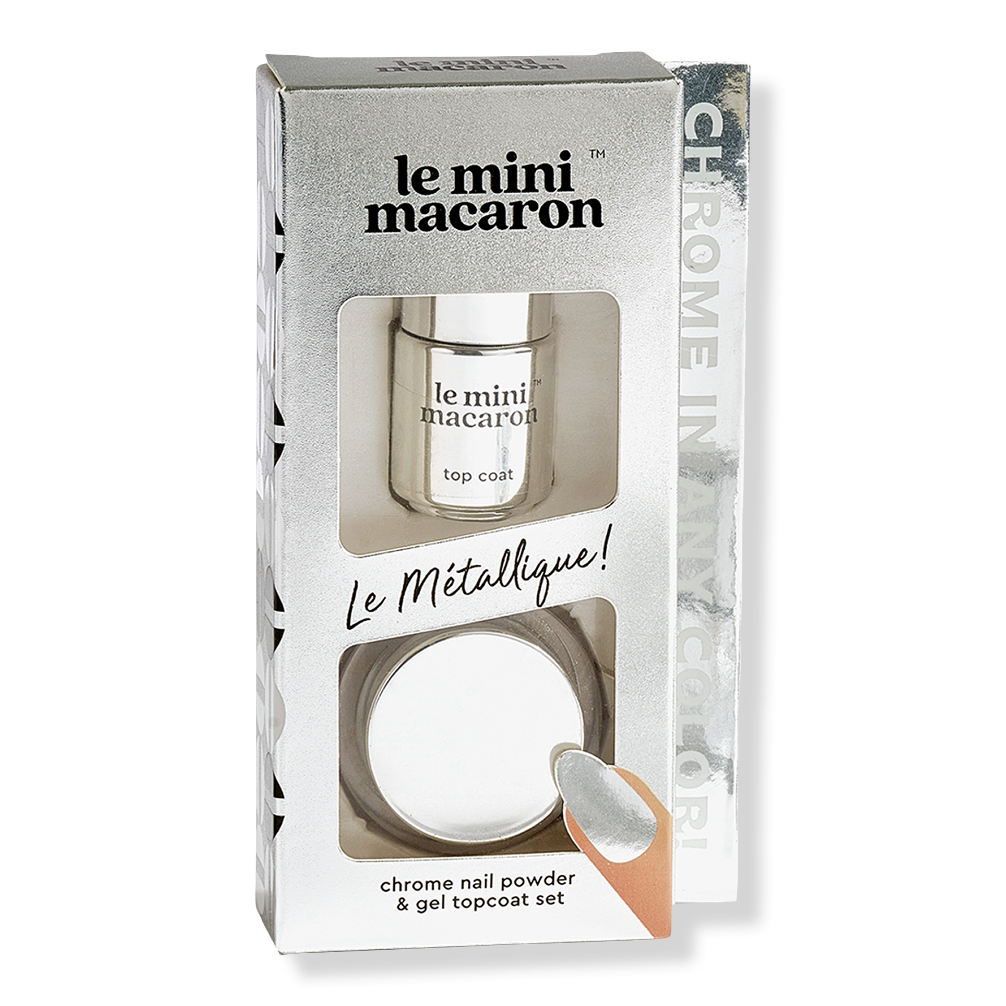 Le M&amp;eacute;tallique - Chrome Nail Powder &amp;amp; Gel Topcoat Set