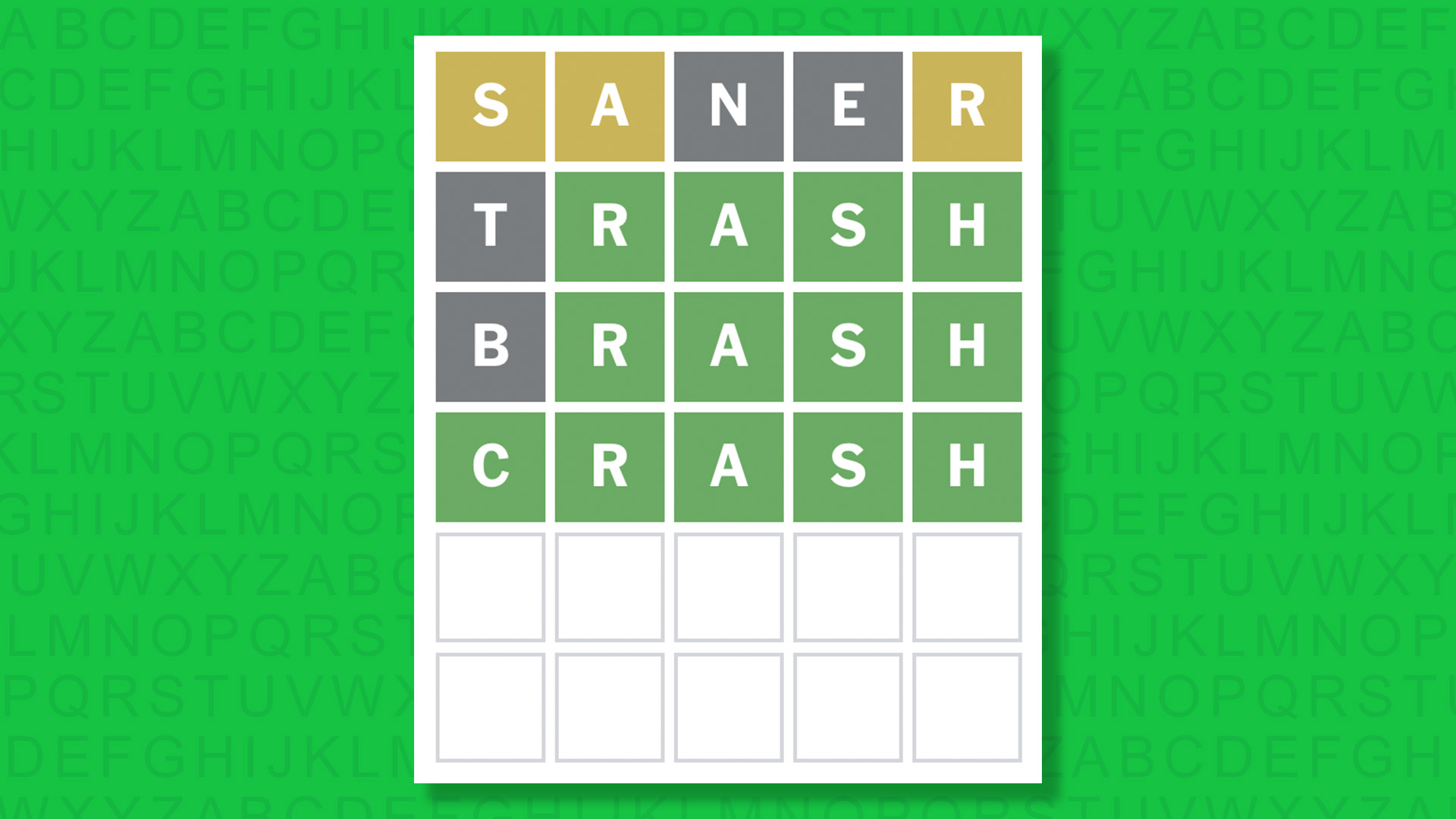 NYT Wordle answer for game 1881 on a green background