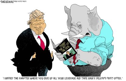 Political cartoon U.S. Trump Democrats deal GOP Pelosi